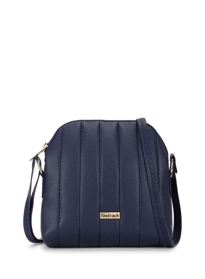 Fastrack Quilted Navy Blue Sling Bag For Women, Girls and Ladies with Top Zipper - Image 1